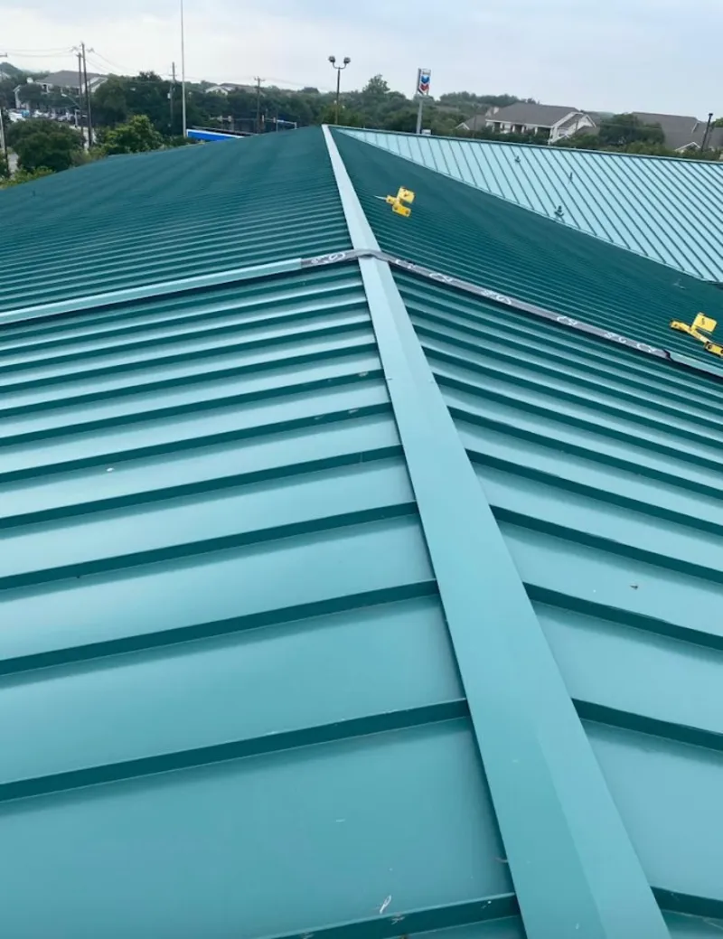 Green commercial metal roof ridge and valley for Metal Roof Repair in Rossville